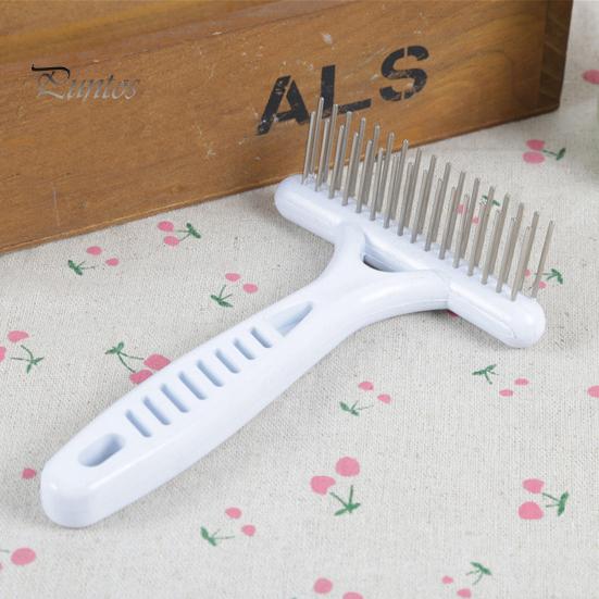 Pet Comb Stainless Steel Double Row Design Pet Grooming Rake Brush Short And Long Hair Shedding Brush for Dog