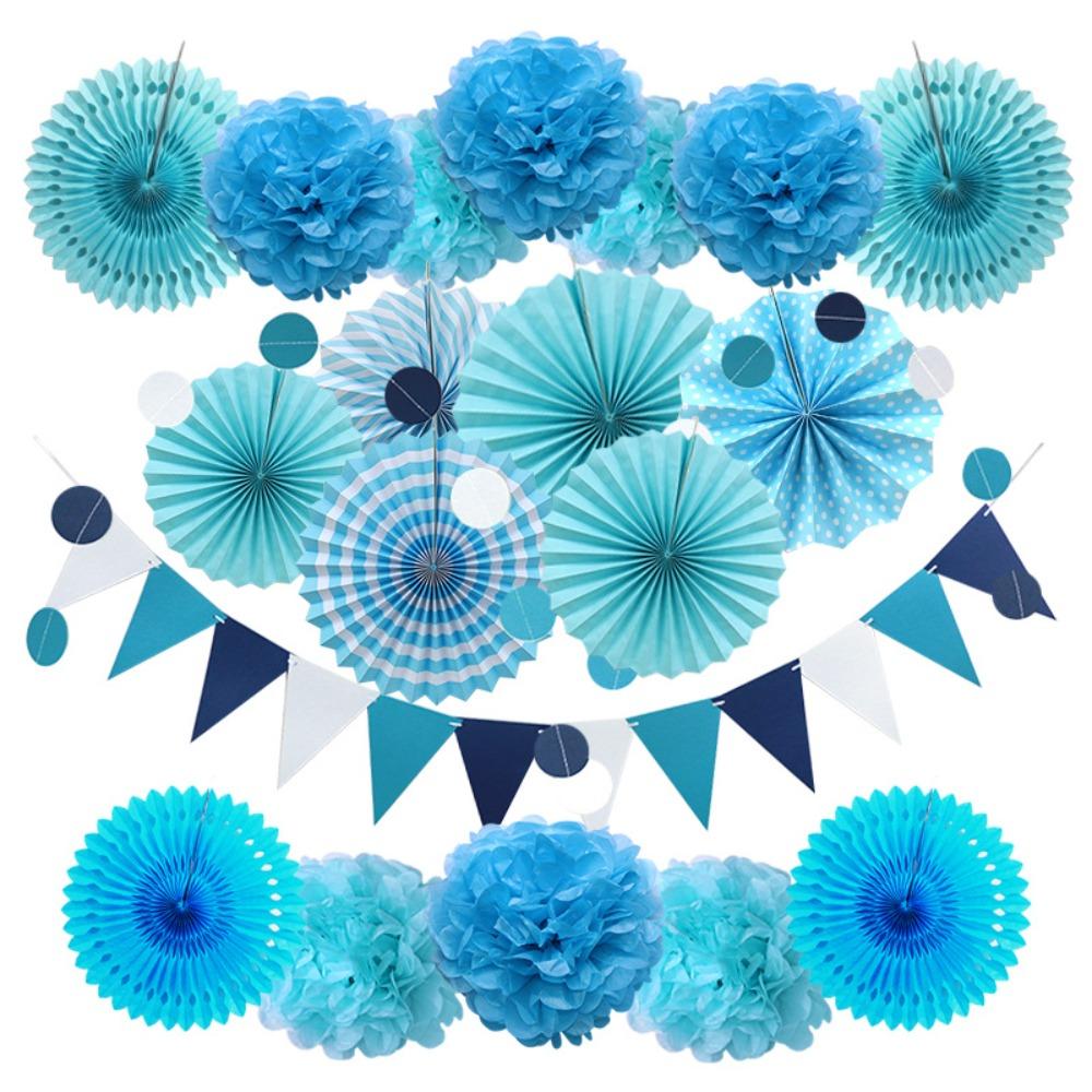 Украшения для вечеринки, подвесные бумажные веера, помпоны, цветы, гирлянды, горошек и треугольные флажки, наборы флагов для дня рождения, свадьбы, детского душа