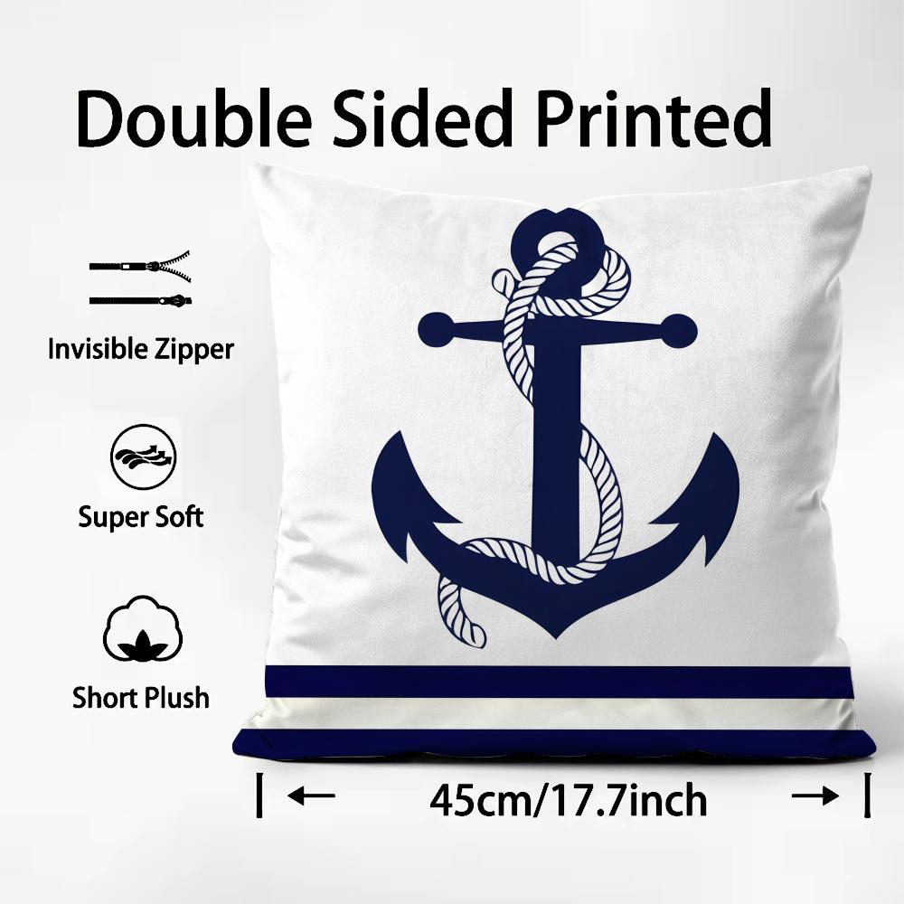 Navy Patterns Luxury Cushion Cover Plush Fabric Soft DoubleSided Printed Sofa Warm Winter Home Child Gift Pillow Case