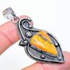 Natural Bumble Bee Jasper Gemstone 925 Sterling Silver Pendant 2.52" h0N47