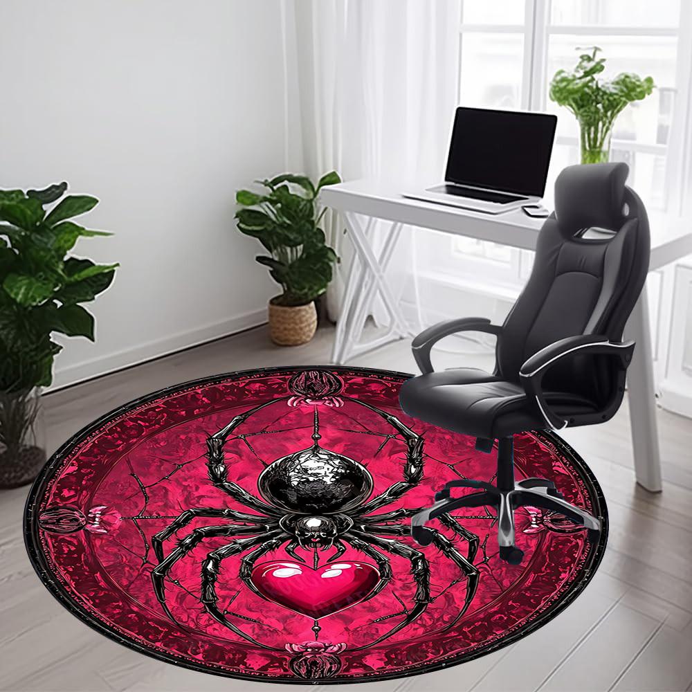 1PC Spider Web Office Round Area Rug, Mat Suitable For Office, Under Office Chairs Bedroom Living Room Home Decor, Room Deco