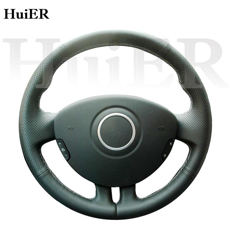 Новая DIY Ручная Сшитая Кожаная Накладка на Руль Для Renault Clio 2005-2012 черная Микрофибра Кожа Индивидуальные Аксессуары