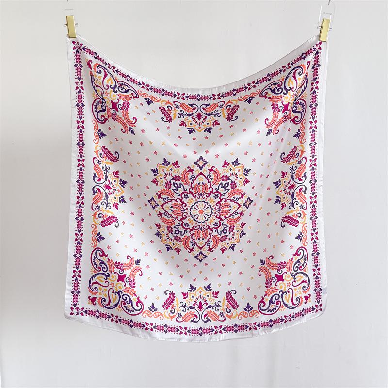 New temperament versatile imitation silk high-end square scarf silk scarf printed shawl scarf sunscreen scarf headscarf scarf