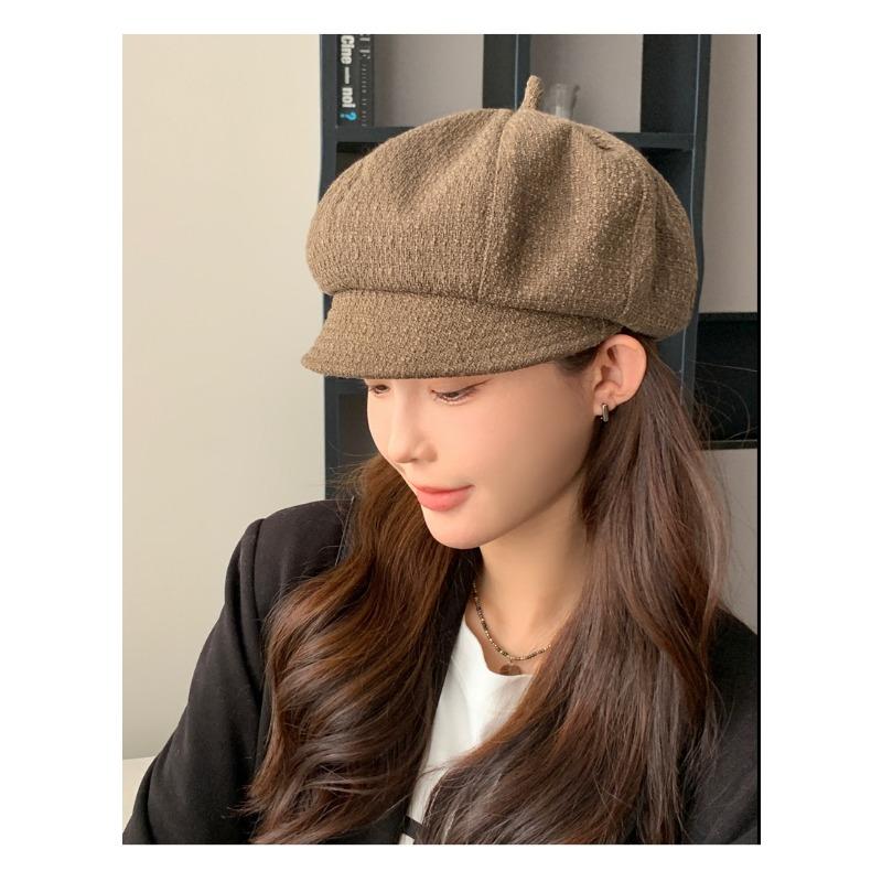 Осенне-зимняя новая женская шляпа, однотонная универсальная восьмиугольная шляпа, маленькая тыквенная шляпа