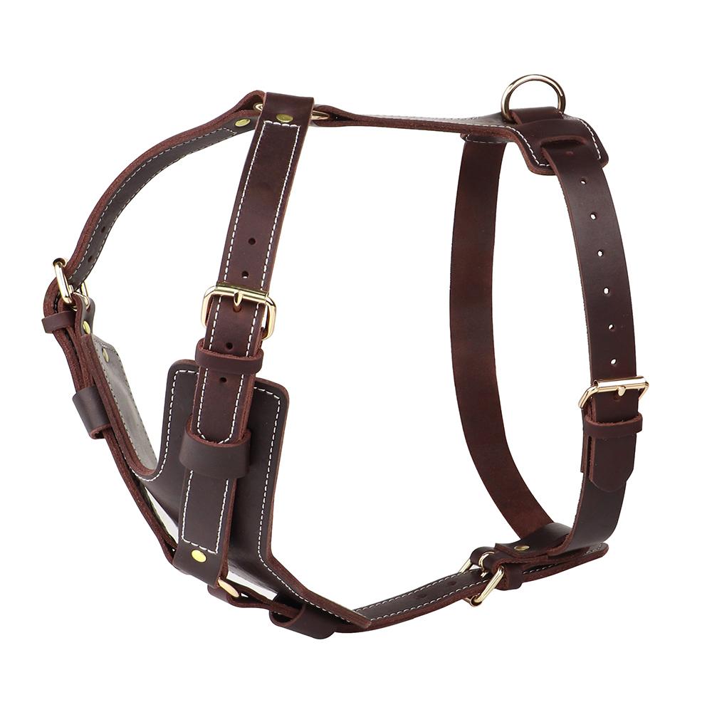 Шлейка для собак из натуральной кожи, сверхпрочная, для крупных собак, жилет-шлейка из натуральной кожи для средних и крупных собак, питбуль, бульдог