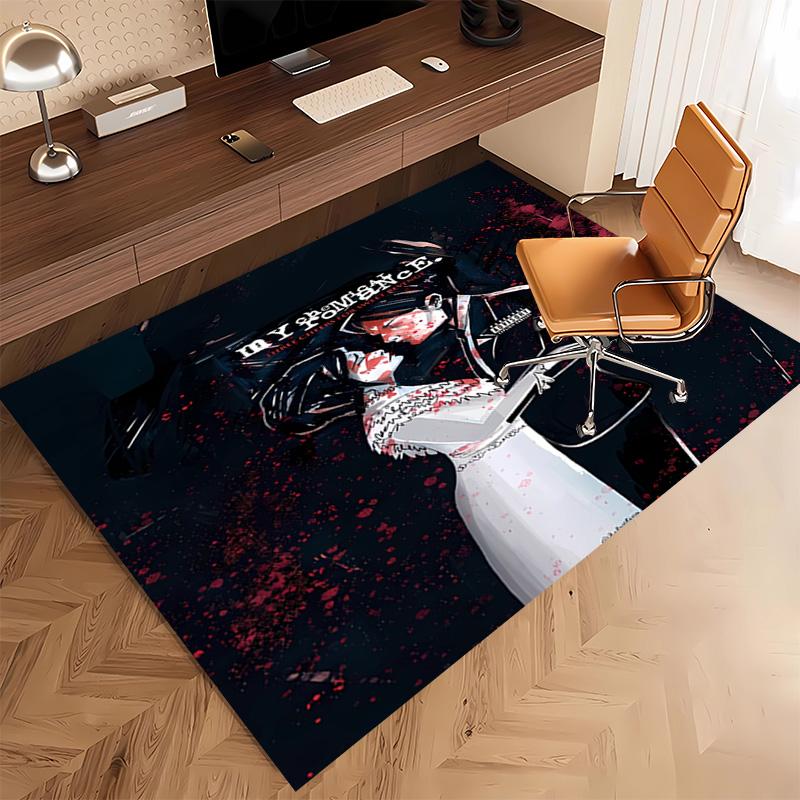1pc My Chemical Romance Print Area Rug - Soft, Washable Non-Slip Indoor Mat, Living Room, Home Office Decorative Rug,Office Decorative