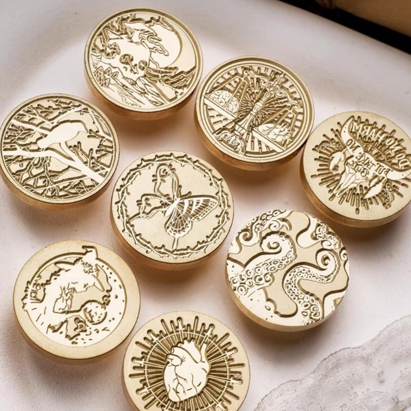 Рельефная печать Головка штампа для сургуча Металлическая печать для запечатывания Головка штампа для восковой печати Замена для запечатывания конвертов и поздравительных открыток