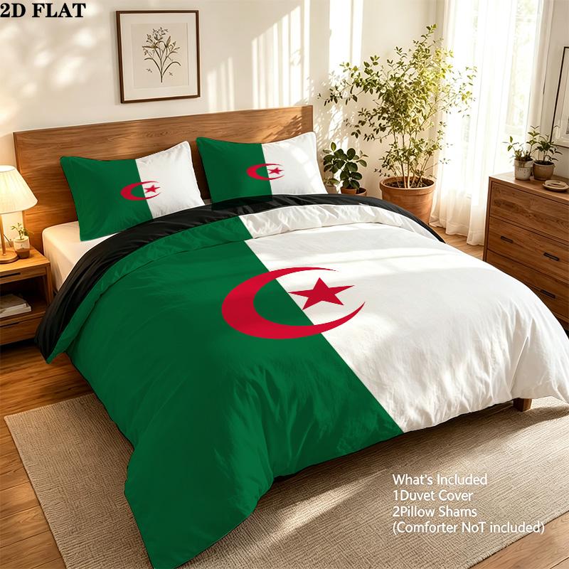 Algeria Pattern Bedding Quilt Set Quilt Cover Pillowcase Home Birthday Gift(1 * duvet cover + 2 * pillowcase, without core)
