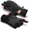 Men's Outdoor Fishing Gloves, 360-Degree Thermal Insulation, 2022 Waterproof, Openable, Two-Finger Opening for Easy Detailed Work, and Fleece-Lined,