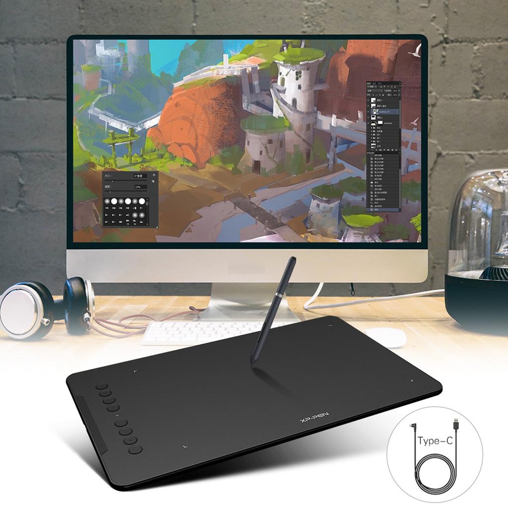 Графический планшет XP Pen Deco 01 10 * 6,25 дюймов с 8192 уровнями чувствительности к нажатию, не требующий батареек