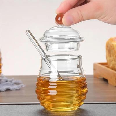 Прозрачный горшочек для меда с медогонкой и крышкой, банка в форме сот, кухонные принадлежности, медовая стеклянная бутылка для свадебной вечеринки, офиса, дома