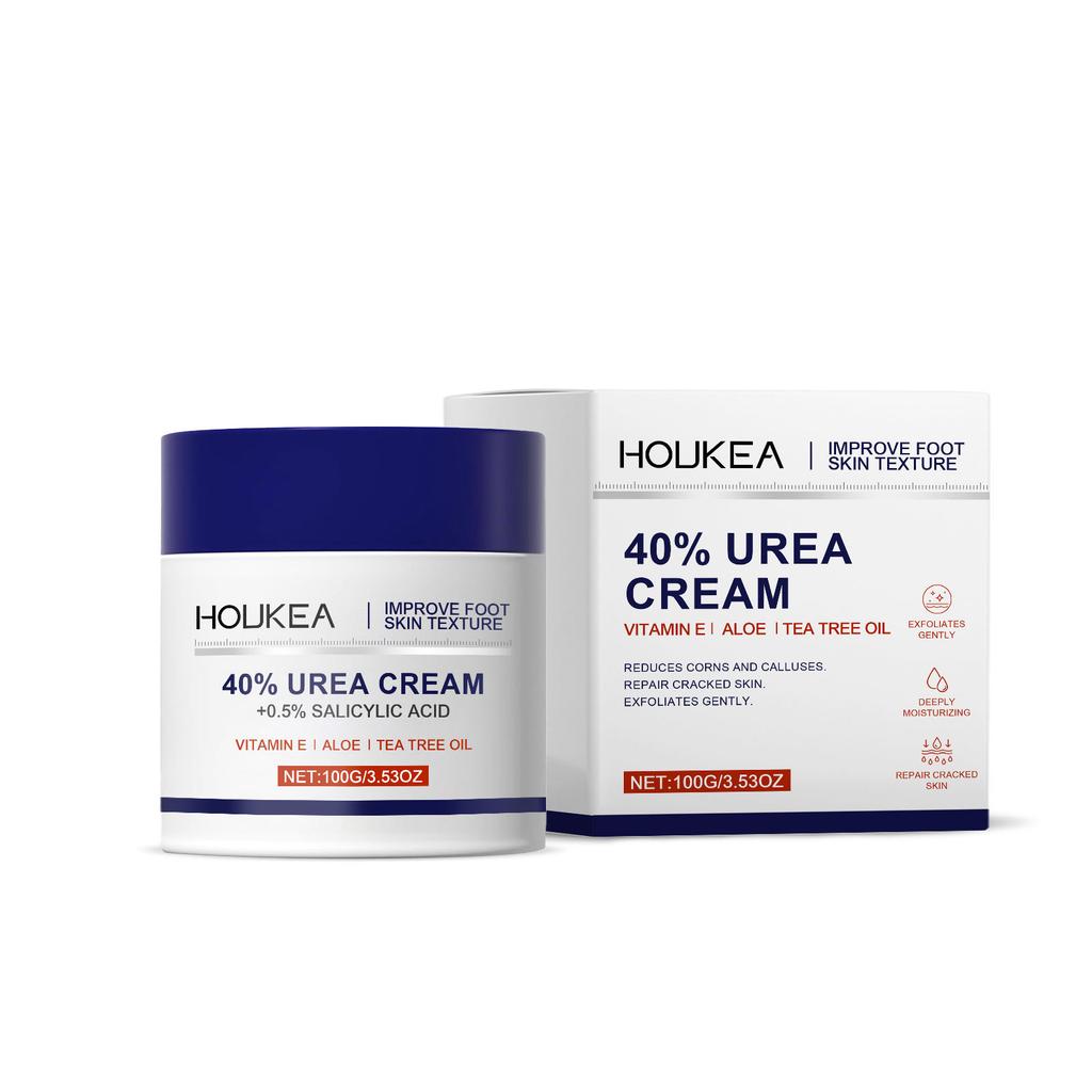 HOUKEA 40% Urea Foot Cream 100g With Salicylic Acid Vitamin E Aloe Tea Tree Oil Exfoliating Moisturizing For Cracked Heels Calluses Rough Skin