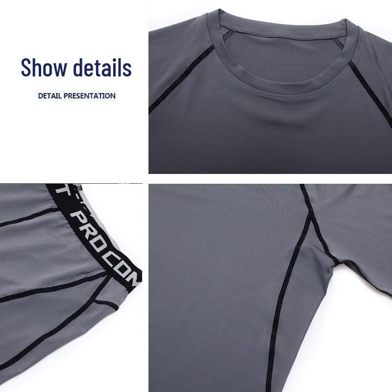 Мужской трансграничный фитнес-компрессионный комплект: Плотный базовый слой для спорта, баскетбола, футбола, бега и йоги.