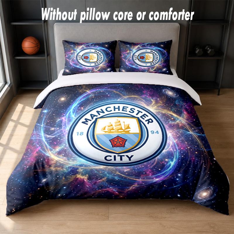 Manchester City Design Bed Bedding Set 1 Duvet Cover + 2 Pillowcases Soft Breathable Household Bed Linens