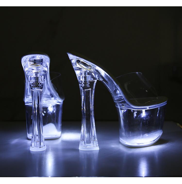 Women's Thick Heel Luminous High Night Club Shoes Sandals Shoes Catwalk Pole Dance Shoes Crystal Sole LFD-10367-Q2