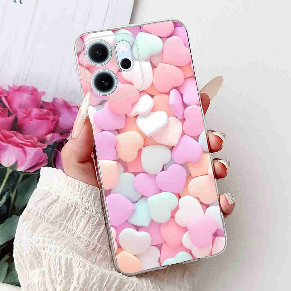For Oppo Reno14 F 5G CPH27436.57" Case Colorful Butterfly Flowers TPU Soft Silicone Cover For Oppo Reno 14 F RENO14F Phone Cases