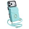 For iPhone 17 Pro Max Case RFID Blocking Card Bag Leather + TPU Crossbody Phone Cover with Ring Kickstand