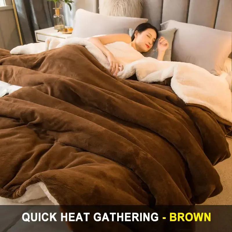 Шерстяное одеяло, сохраняющее тепло, зимнее покрывало для кровати, двухстороннее королевское пододеяльник, чехол для двуспальной кровати, покрывало на кровать