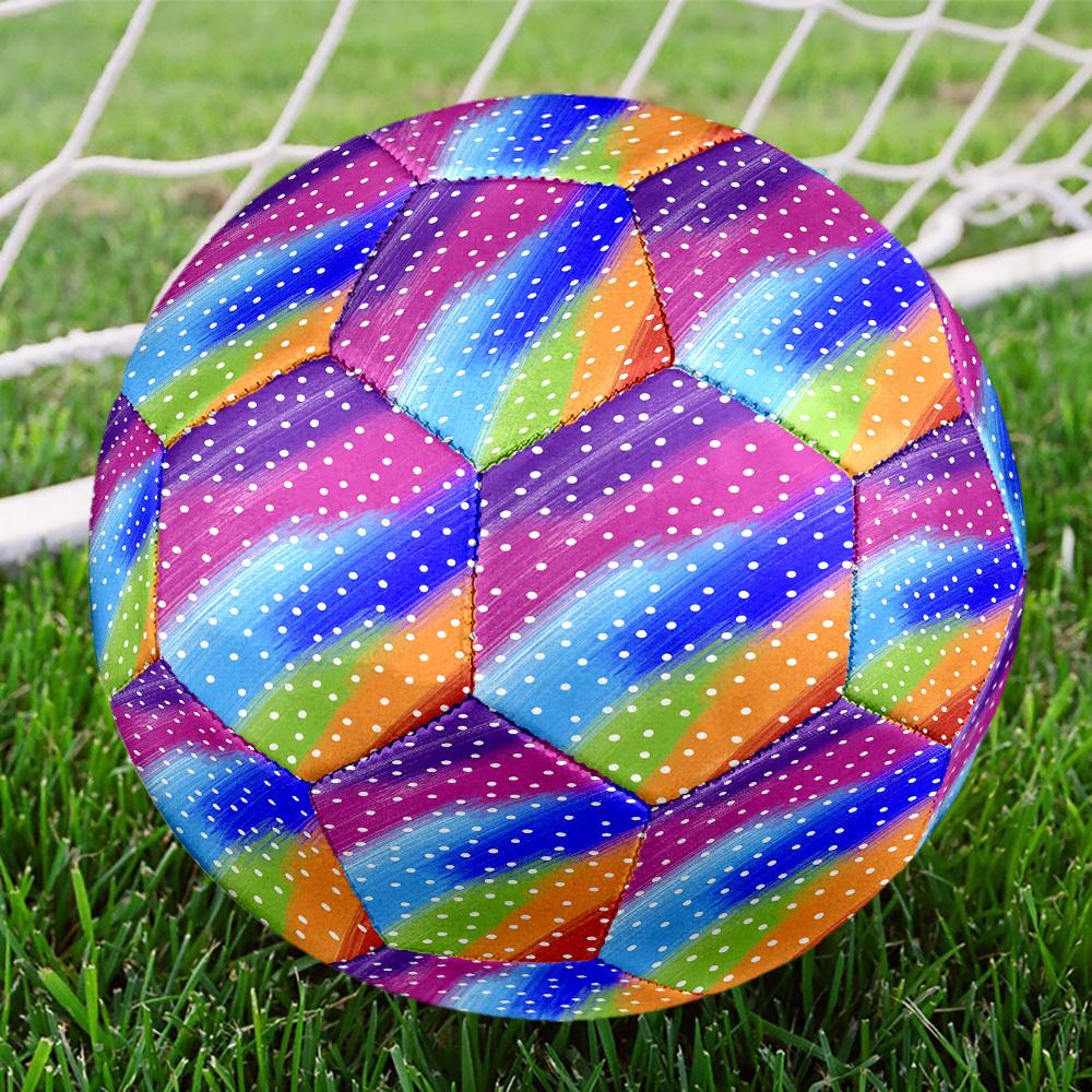 1pc Polka Dot Rainbow Size 5 Soccer Ball Professional Match Training Football Indoor &Outdoor Sports Ball Lightweight Durable m6522