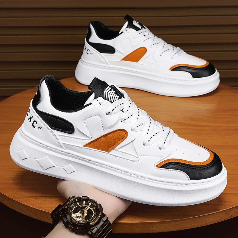 White Shoes Men's Spring Trend Versatile Student White Shoes High-end White Shoes Height-enhancing Sports and Casual Men's Shoes