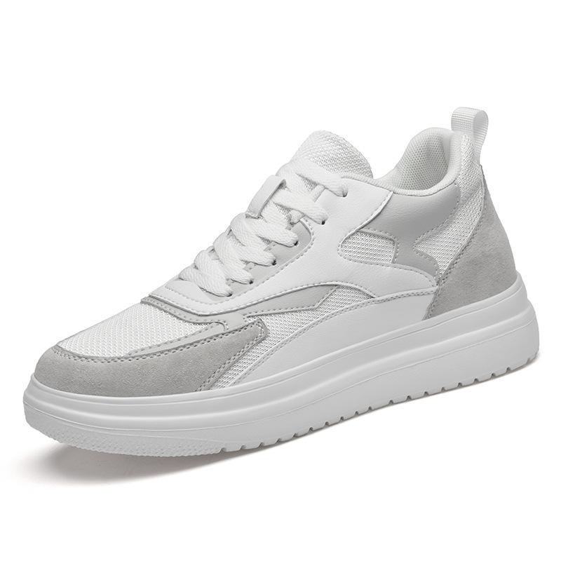 New Men Trendy Leather Sneakers Elevator Shoes Invisible Breathable Heightening Shoes 8cm 10cm Casual Fashion Light Sneakers