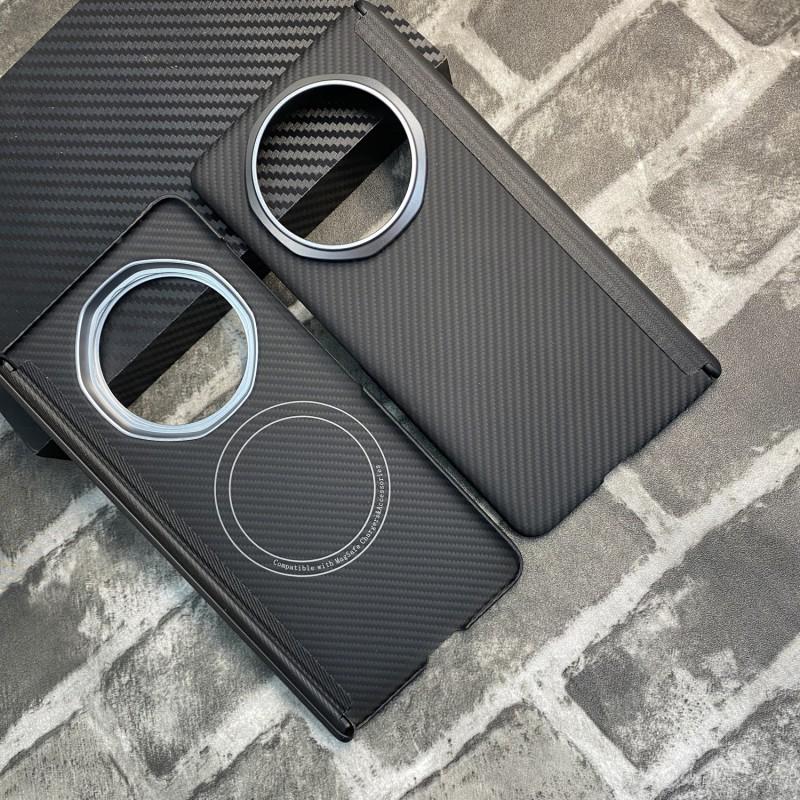 Honor Magic V5 Kevlar Carbon Fiber Magnetic Case With Metal Frame Heat Dissipation Protection Cover