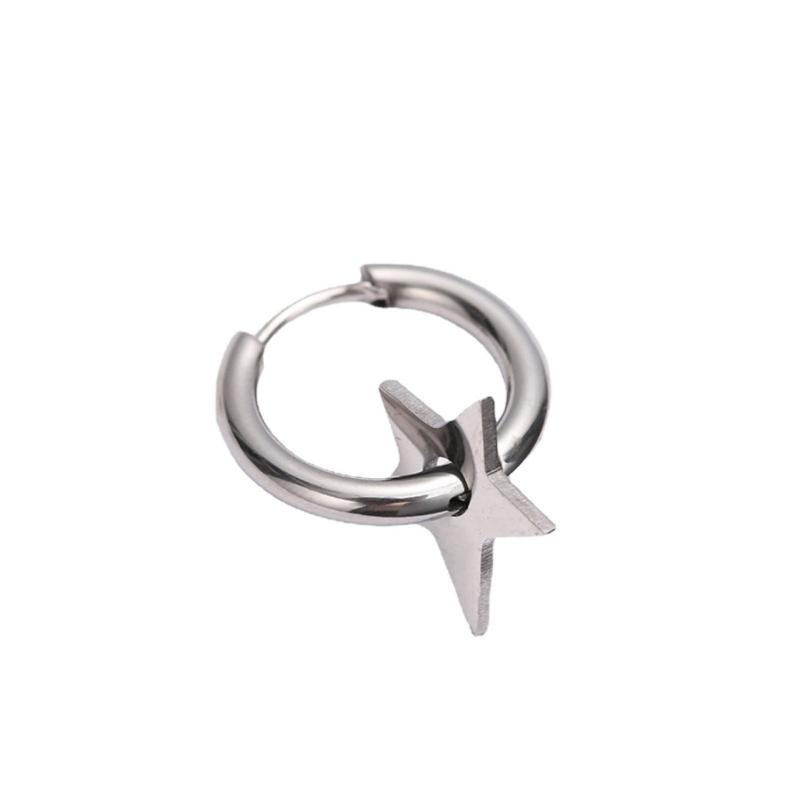 Hollow Hoop Earring Big-Star Earrings Stud Earring Stainless Steel Earring Women Jewelry Star Inverted Triangle-Earring