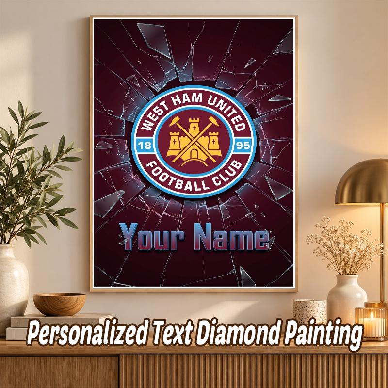 West Ham United FC Custom Name Text 5D Diamond Painting Kit DIY Full Drill Diamond Art Decoration