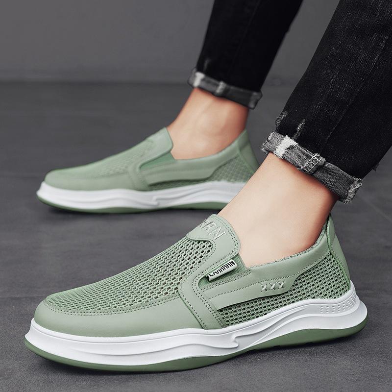 Large Net Hollow Men's Shoes Summer 2024 Breathable Mesh Shoes Men's Casual One-pedal Lazy Shoes Men's Work Shoes