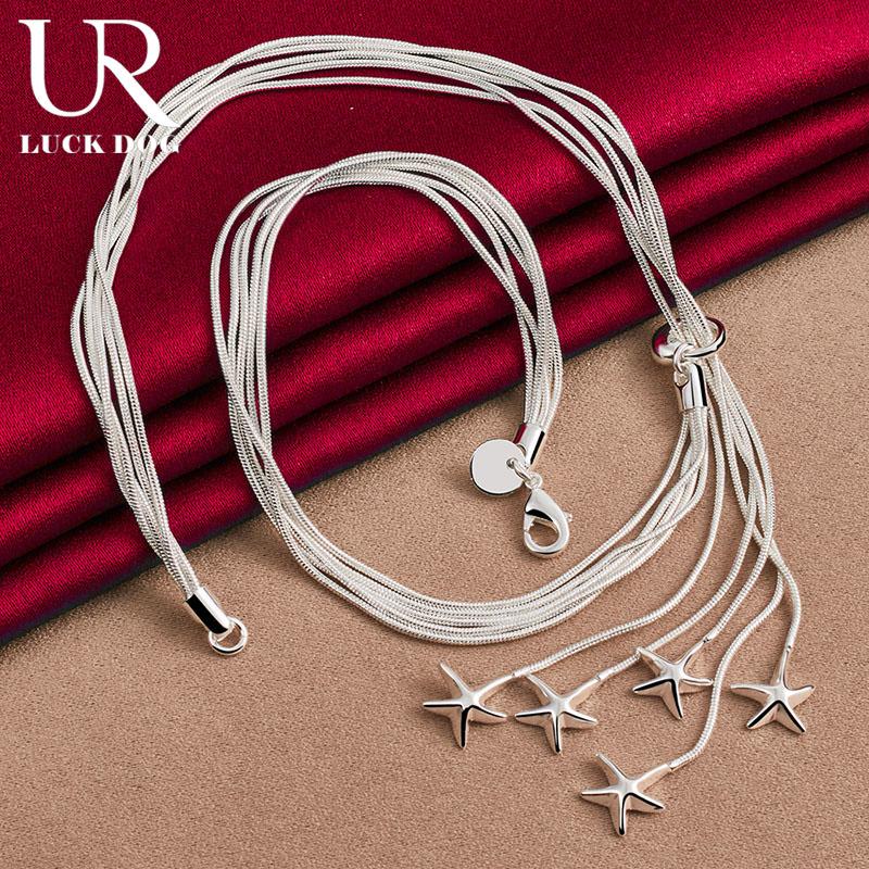 Ожерелье из пяти змей из стерлингового серебра 925 пробы с морской звездой, модные свадебные украшения