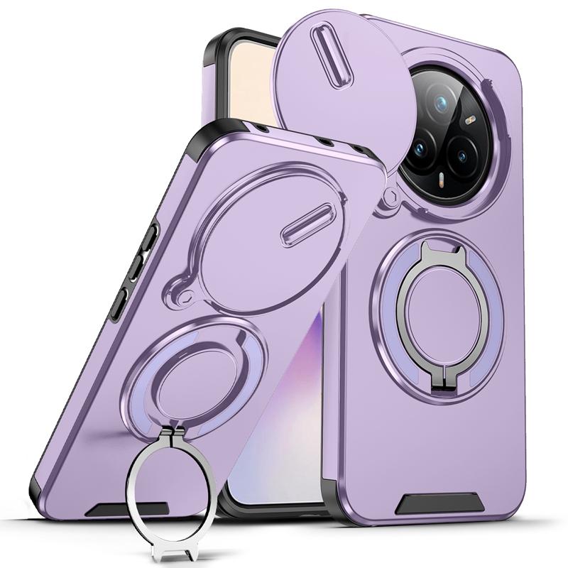 Бронированный чехол для OPPO Realme 14 Pro 5G со сдвижной защитой объектива камеры, кольцом-подставкой и задней крышкой для Realme 14 Pro+ Plus Capa