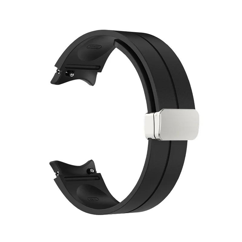 Силиконовый ремешок без зазора Для Samsung Galaxy watch 7/6/5/4 40 44мм 5 Pro 45 Оригинальный магнитный браслет Ремешок Для Watch 4 Classic