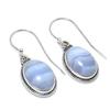Серьги из стерлингового серебра 925 пробы с натуральным синим кружевным агатом диаметром 1,25 дюйма d7R19
