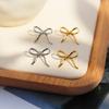 Copper-Plated Real Gold Exquisite Small Bow Stud Earrings Female Simple Student Daily Commute Versatile Temperament Earrings 346