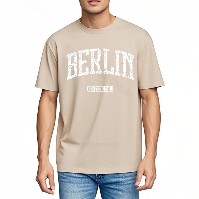 Unisex teeshirt Soft Fashion Tshirt Berlin Print On Black Shirt Travel Unisexs Tshirt Hiphop Classic Tshirt Short sleeve