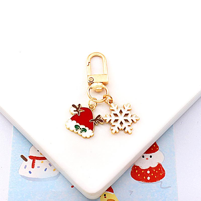 1PC Pendant Elk Santa Cute Christmas Keychain Funny Cartoon Accessories Bag Snowflake Women