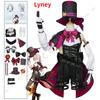 Lyney Cosplay  Costume Wig Fontaine Lyney Leather Uniform Hat Dress Short Hair Skirt Glove Outfit Tail Magician