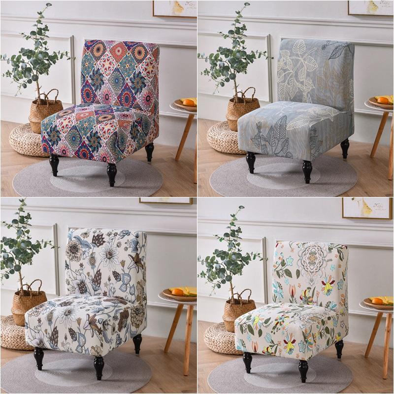 Bohemian Armless Chair Cover Stretch Spandex Accent Dining Chair Covers Nordic Sofa Slipcovers For Living Room Christmas Decor