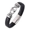 Punk Bracelet Braided Leather Bracelet For Men Stainless Steel Buckle Bangles Rock Jewelry Wrist Band Gift
