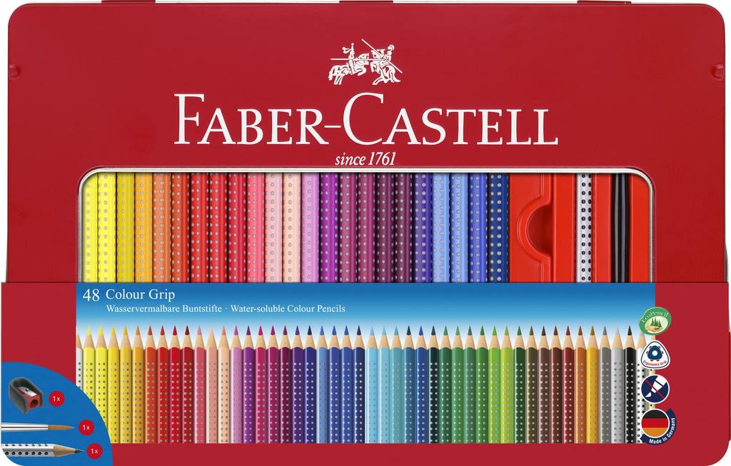 Color Grip Watercolor Pencils 48 Colors with Accessories 112448 Faber-Castell (canned)