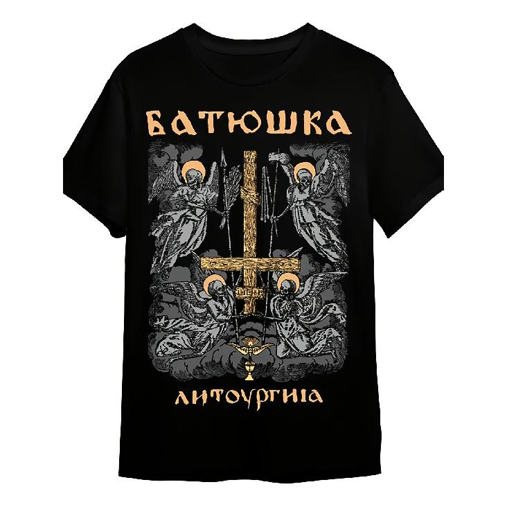 Мужская черная футболка с коротким рукавом BATIUSHKA Готический Крест и Ангельский Скелет Логотип Группы Металл Музыкальный Фестиваль и Альтернативная Мода