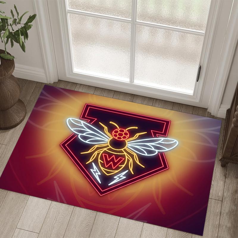 Watford Football Design Crystal Velvet Carpet Cozy Non?Slip Printed Rug For Bedroom Living Room Entrance