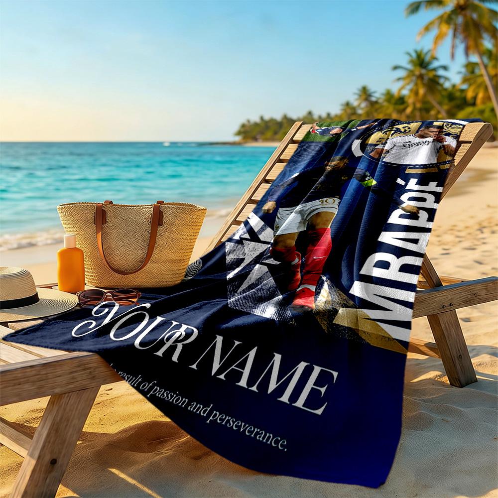 Mbappe Customize Your Name Beach Towel High Absorbency Quickdry Ideal For Travel Outdoor Swim Pool Yoga Surf Camping Hiking Gym Gift Holiday