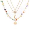 Vintage Sweet Multi-layered Necklace for Women Stars Moon Sun Pendant Crystal Stons Beaded Necklaces Jewelry Accessories