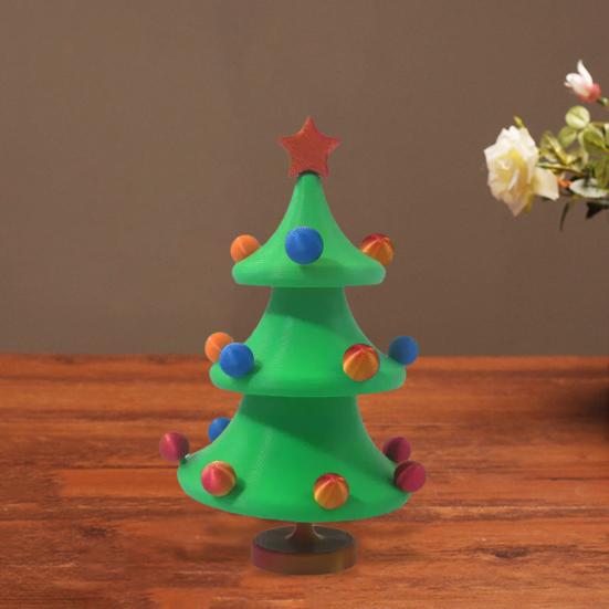 Танцующая статуэтка рождественской елки, 3D-печатное настольное украшение, вращающаяся центральная часть рождественской елки