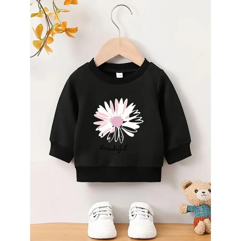 Kids Crewneck Pullover Sweatshirt, Floral Graphic Print