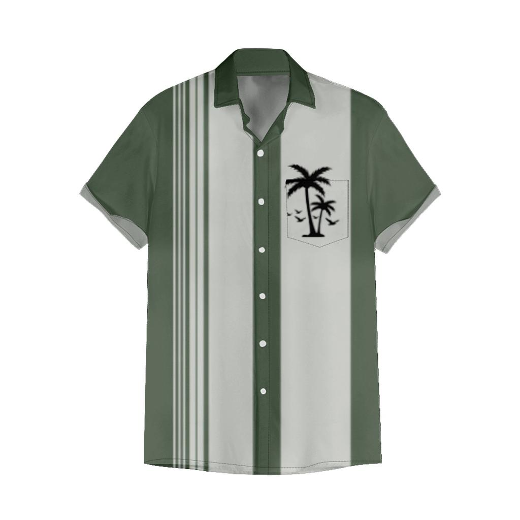 Мужские гавайские рубашки с короткими рукавами и пуговицами с принтом. Мужские повседневные модные рубашки с короткими рукавами.