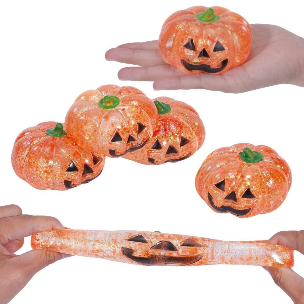 Soft Texture Halloween Pumpkin Squeeze Toy Glittering Fidget Sensory Kids Adults