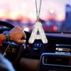 1pc Rainbow Letter Car Rearview Mirror Decoration Hanging Lucky Crystal Pendant Shiny Car Accessories, Rhinestone Charm Car Decoration