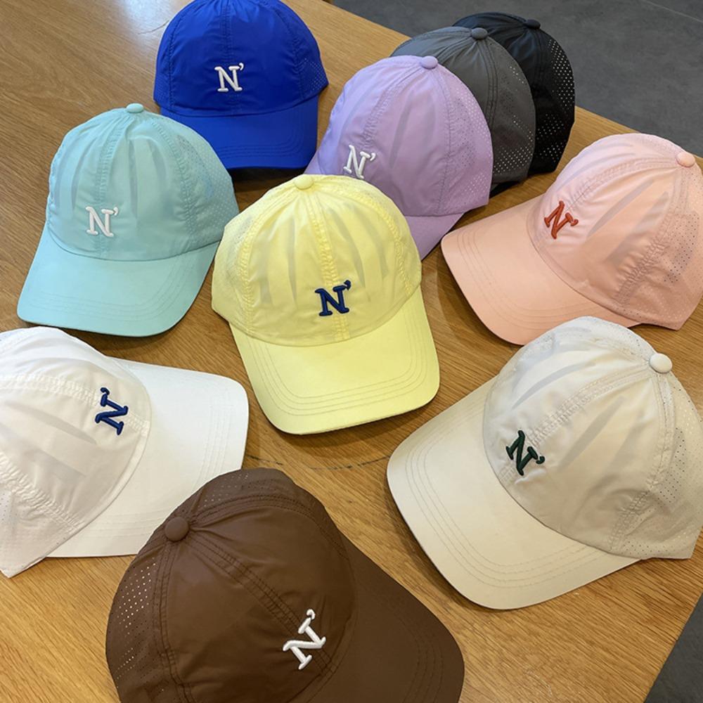 Letter N Embroidery Men Snapback Cap Candy Color Trucker Hat Simple Breathable Mesh Sunhat Outdoor
